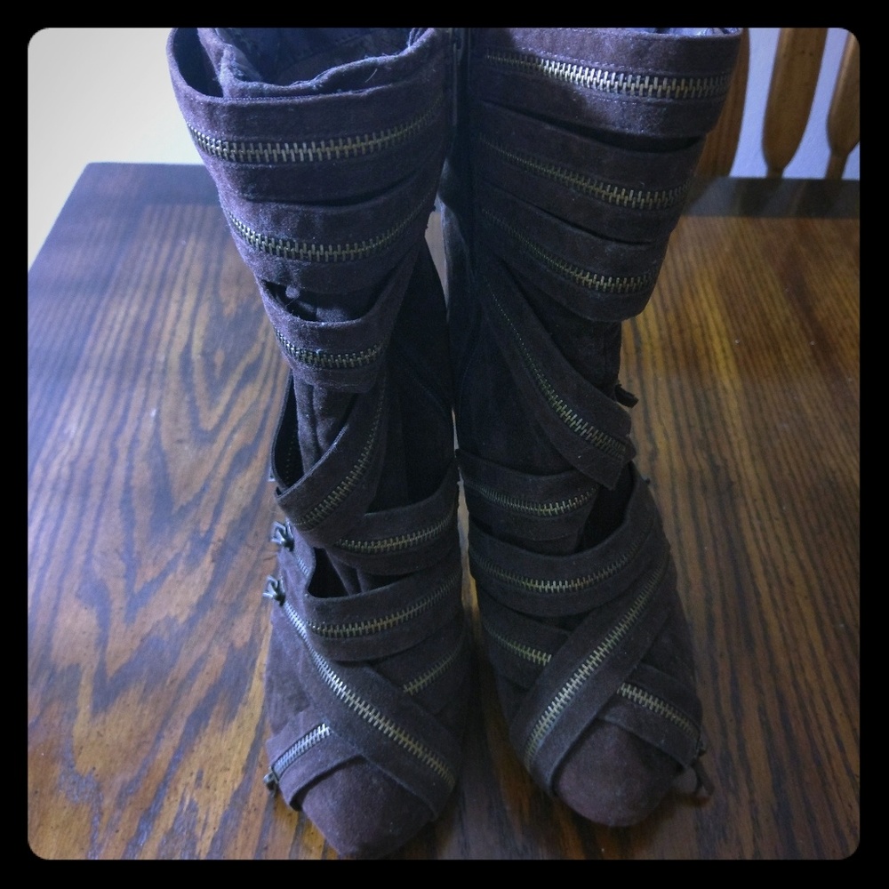 Brown healed boots